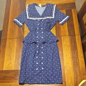 Sunshine/ Srarshine Blue Polka Dot Dress